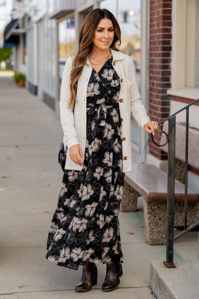 Maxi Dress with a Statement Necklace